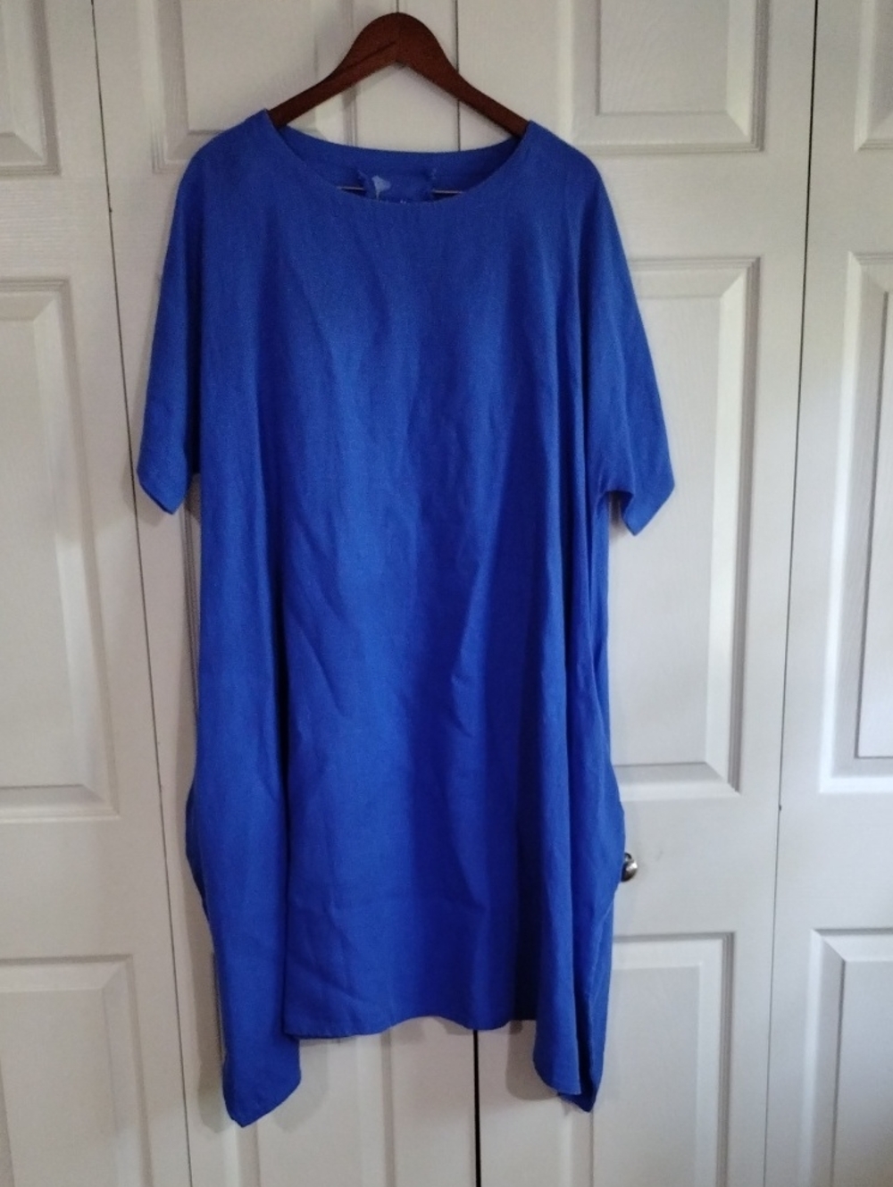 10 Linen Dress Lands Past Knee Yuvita Blue Size Small
